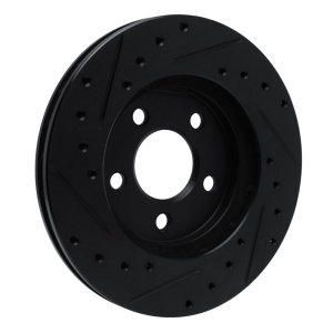 Chrysler Town & Country Brake Rotor (1) - Front Right - R1 Concepts - Drilled & Slotted - Black - `96-`00